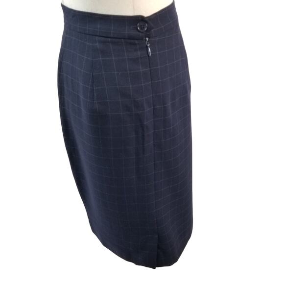 Ralph Lauren Black Cream Check Wool Skirt Lined Blue Label Vintage Nice! Size 6 - Picture 2 of 7